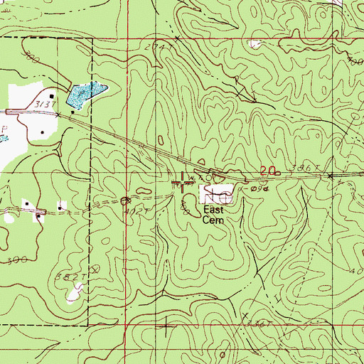 Topographic Map of East Cemetery, MS