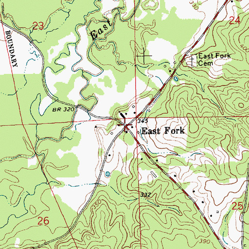 Topographic Map of East Fork, MS