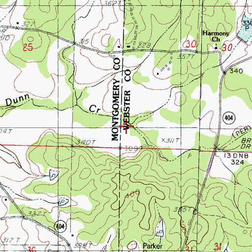 Topographic Map of East Fork Bogue Creek, MS