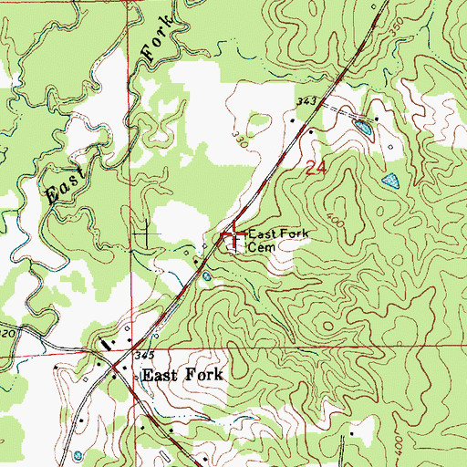 Topographic Map of East Fork Cemetery, MS
