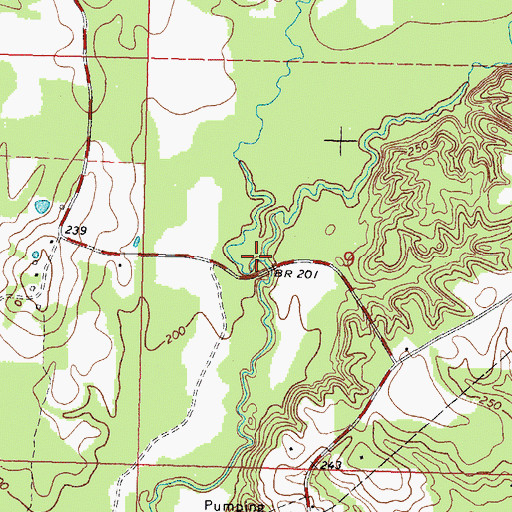 Topographic Map of East Fork Greens Creek, MS