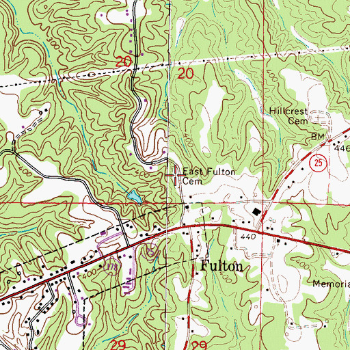 Topographic Map of East Fulton Cemetery, MS