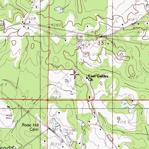 Topographic Map of East Galilee Church, MS