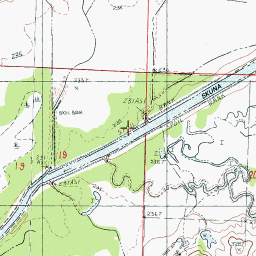 Topographic Map of East Hurricane Creek, MS