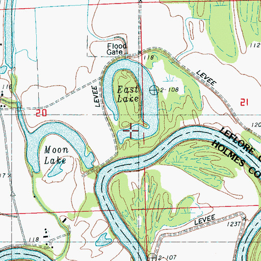 Topographic Map of East Lake, MS