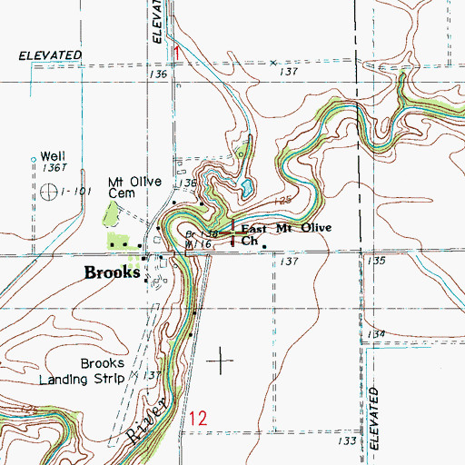 Topographic Map of East Mount Olive Church, MS