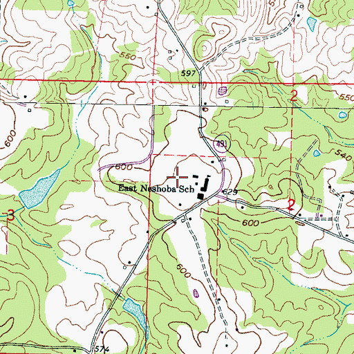 Topographic Map of East Neshoba School, MS