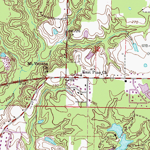 Topographic Map of East Pine Church, MS