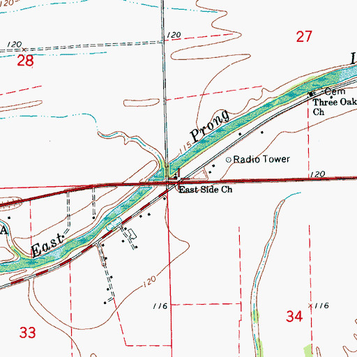 Topographic Map of East Side Church, MS