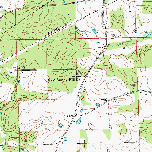 Topographic Map of East Sunny Hill Church, MS