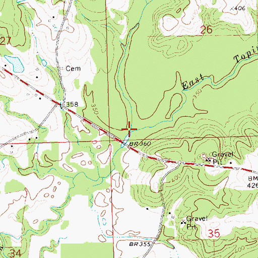 Topographic Map of East Topisaw Creek, MS