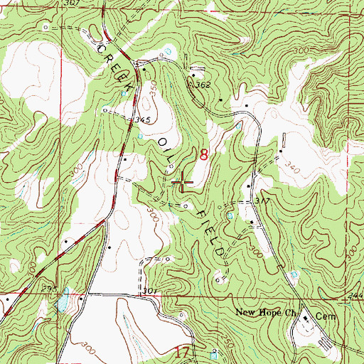 Topographic Map of East Yellow Creek Oil Field, MS