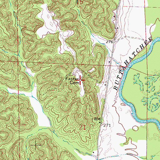 Topographic Map of Easter Cemetery, MS