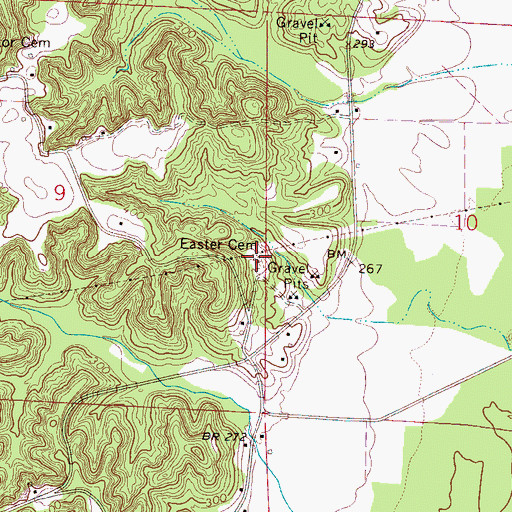 Topographic Map of Easter Cemetery, MS