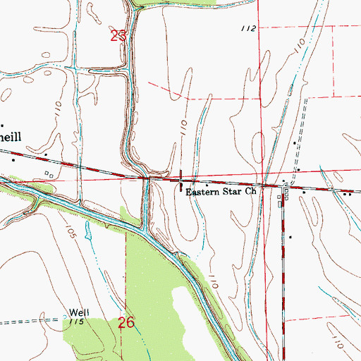 Topographic Map of Eastern Star Church, MS