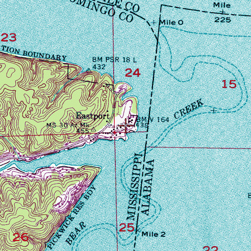 Topographic Map of Eastport, MS
