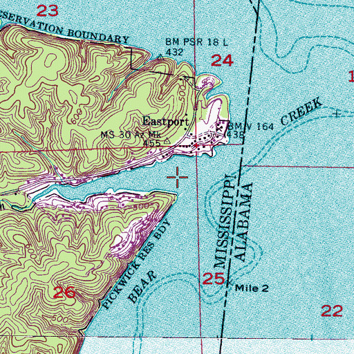 Topographic Map of Eastport Branch, MS