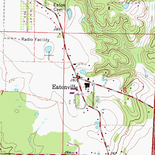 Topographic Map of Eatonville, MS