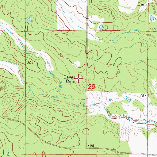 Topographic Map of Eaves Cemetery, MS