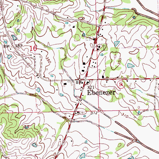 Topographic Map of Ebenezer, MS