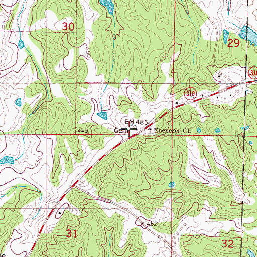 Topographic Map of Ebenezer Cemetery, MS