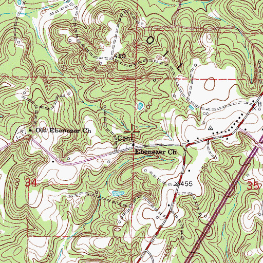 Topographic Map of Ebenezer Church, MS