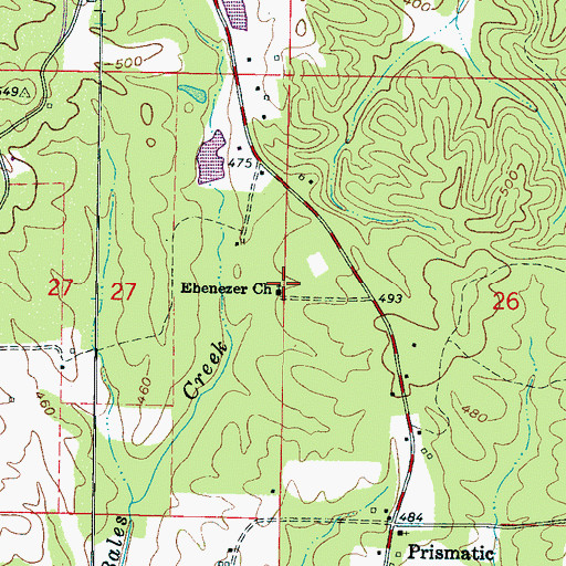 Topographic Map of Ebenezer Church, MS