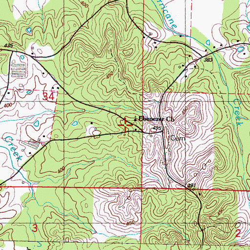 Topographic Map of Ebenezer Church, MS