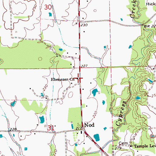 Topographic Map of Ebenezer Church, MS