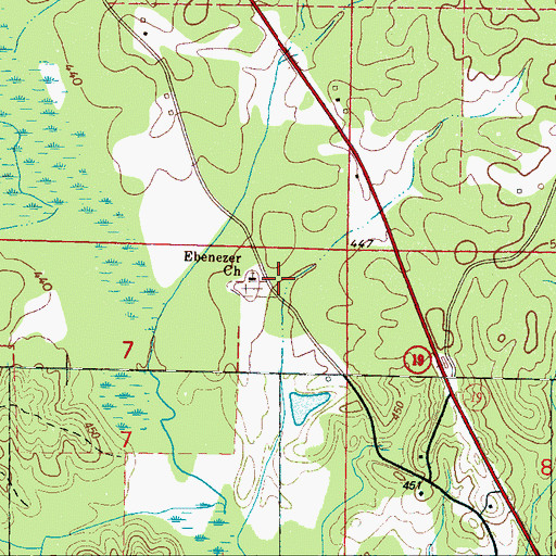 Topographic Map of Ebenezer Baptist Church, MS