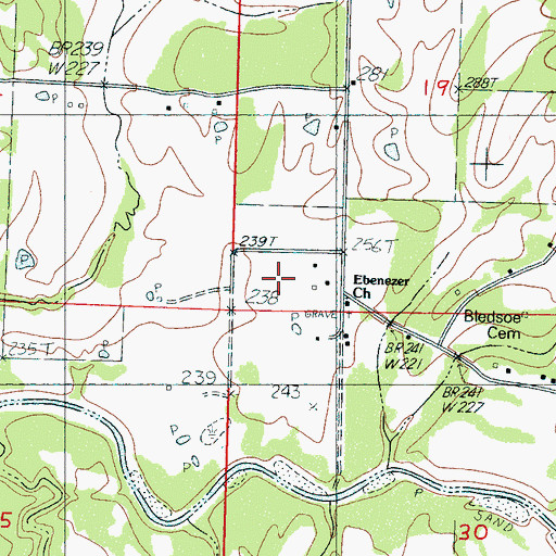 Topographic Map of Ebenezer Church, MS