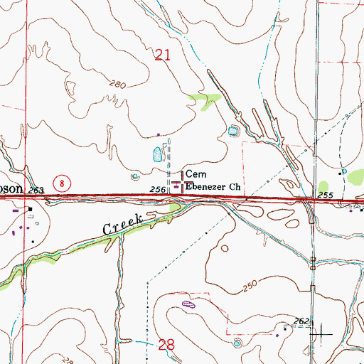 Topographic Map of Ebenezer Church, MS