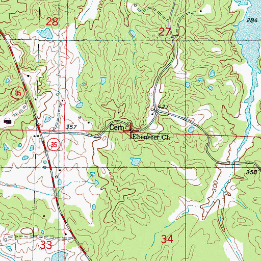 Topographic Map of Ebenezer Church, MS