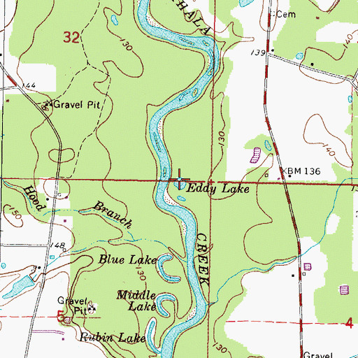 Topographic Map of Eddy Lake, MS