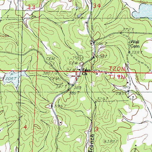 Topographic Map of Eden Methodist Church, MS