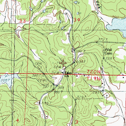 Topographic Map of Eden School, MS