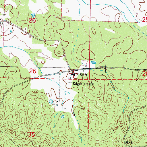Topographic Map of Edgefield Baptist Church, MS