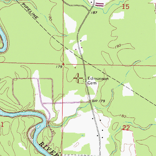Topographic Map of Edmonson Cemetery, MS