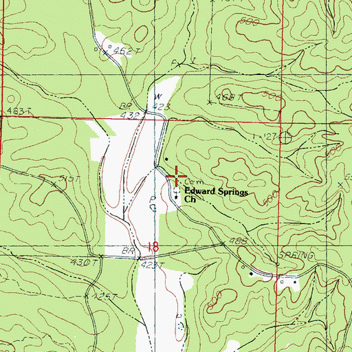 Topographic Map of Edward Springs Cemetery, MS
