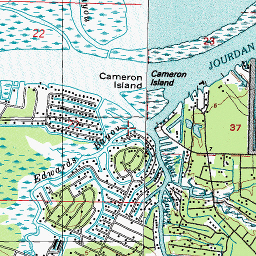 Topographic Map of Edwards Bayou, MS