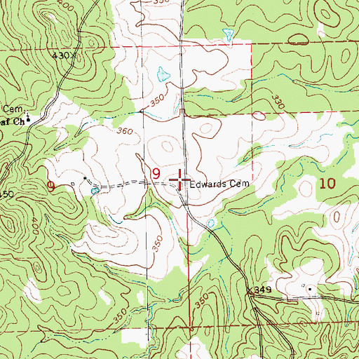 Topographic Map of Edwards Cemetery, MS