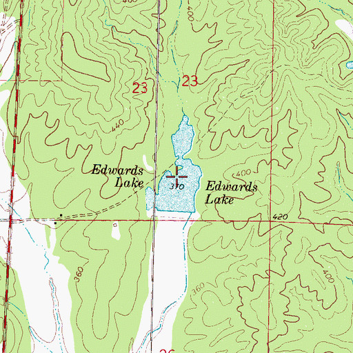 Topographic Map of Edwards Lake, MS