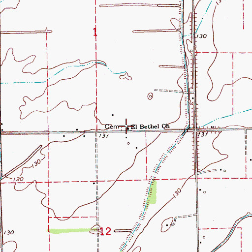 Topographic Map of El Bethel Church, MS