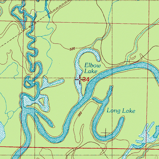 Topographic Map of Elbow Lake, MS