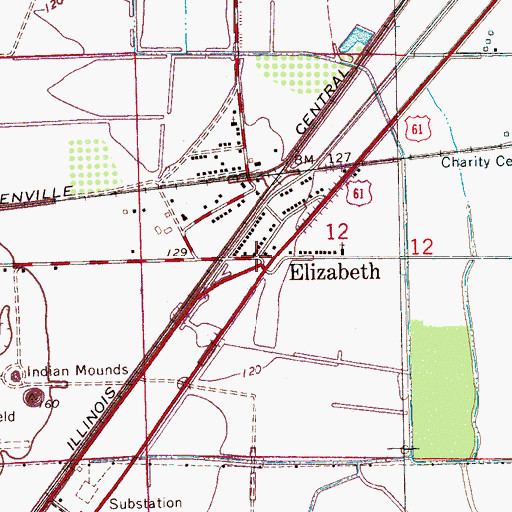 Topographic Map of Elizabeth, MS
