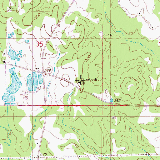Topographic Map of Elizabeth Church, MS