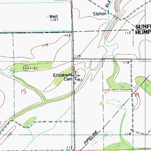 Topographic Map of Elizabeth Church, MS