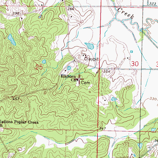 Topographic Map of Elkhorn Church, MS