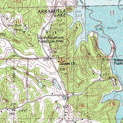 Topographic Map of Green Church, MS