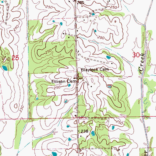 Topographic Map of Ellison Cemetery, MS